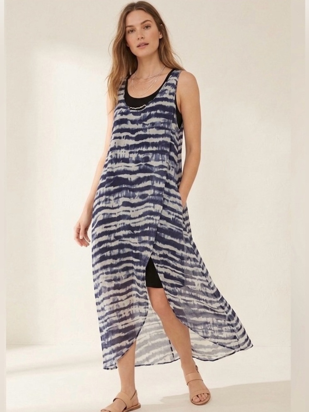Point Zero Navy and White Sleeveless Maxi Dress, size medium - Picture 3 of 15